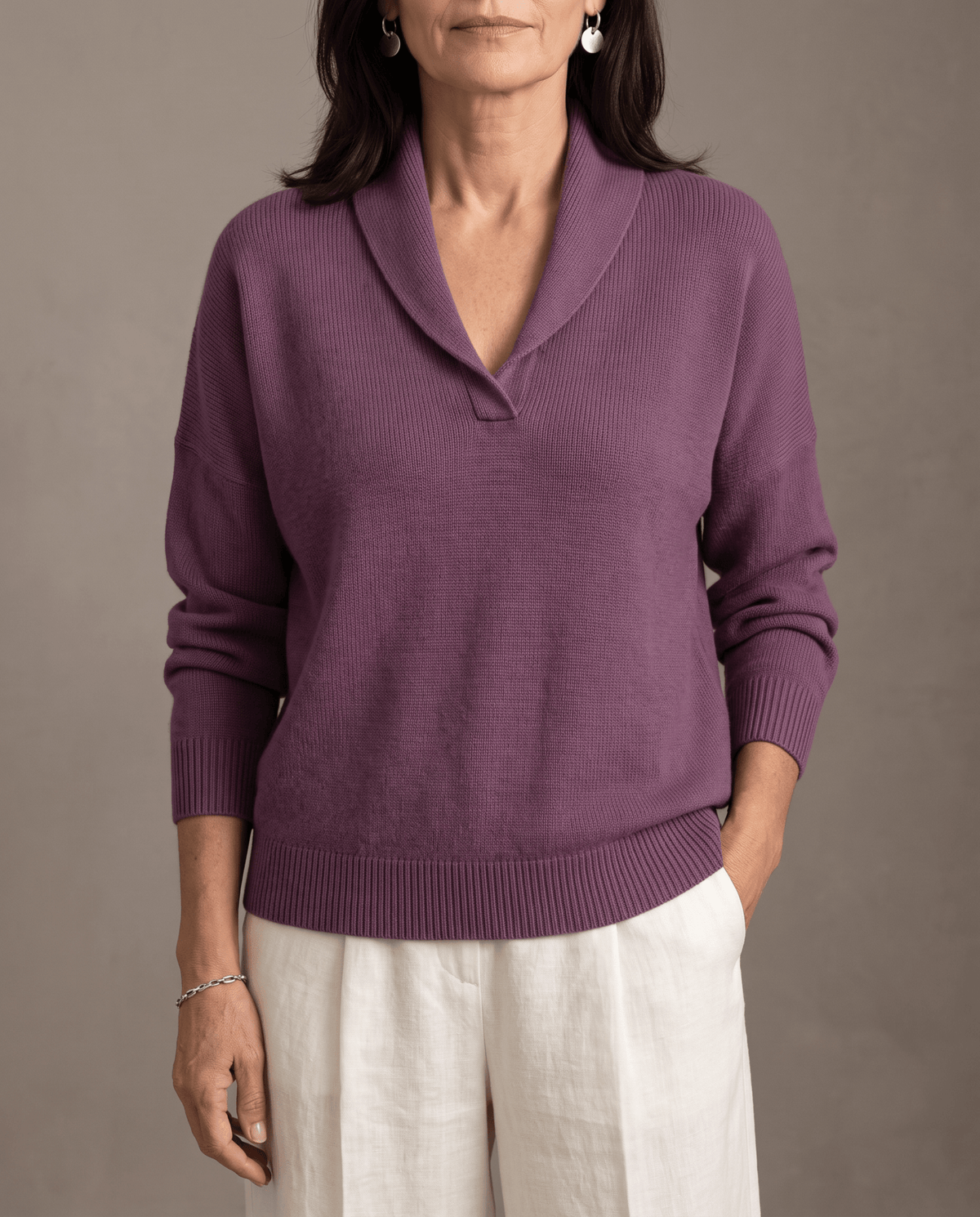 Bequemer Pullover mit V-Ausschnitt | GRETA