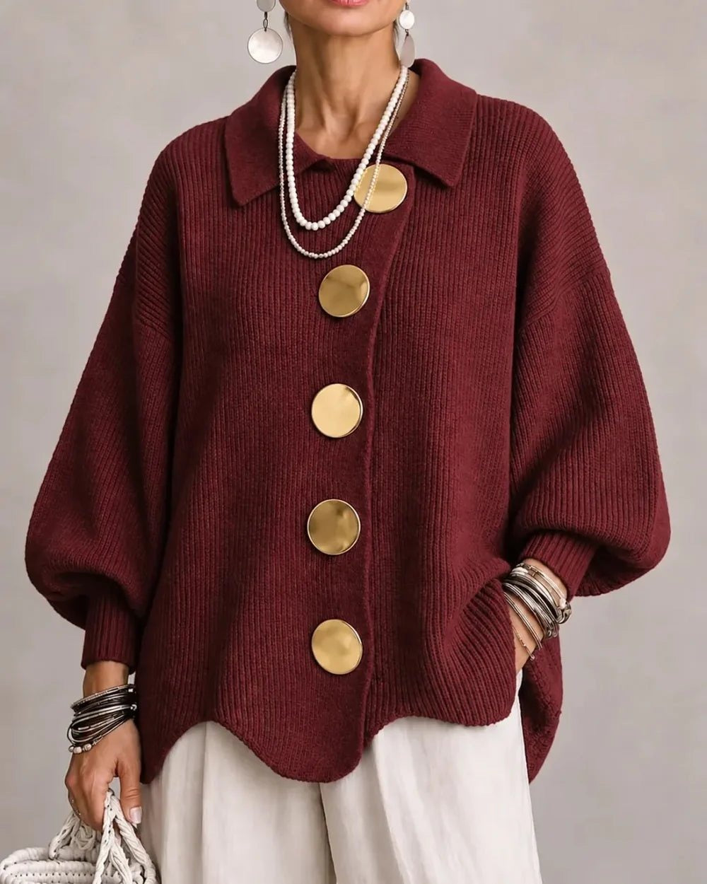 Oversized Kragen-Cardigan | Isadora