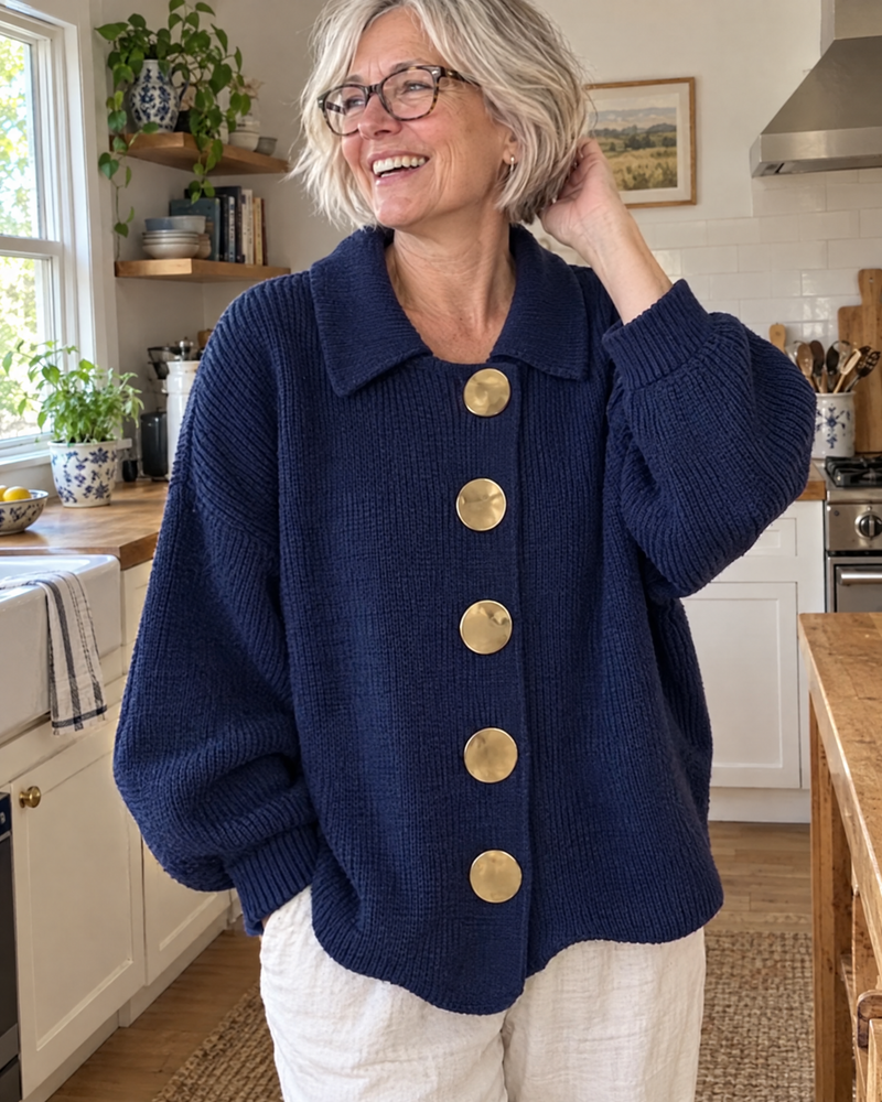 Oversized Kragen-Cardigan | Isadora – Kundinnenfoto 2