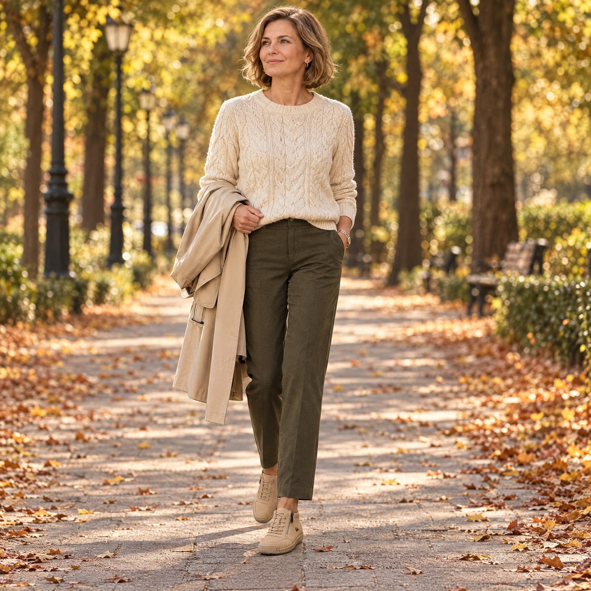 ELLA Sneaker in Khaki – im Alltag getragen
